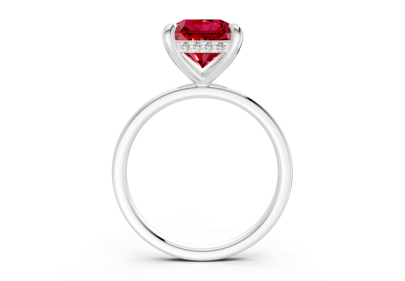 Solstice Ruby Gemstone Solitaire Radiant Squareuare Cut 1.8mm Engagement Ring - Ring Premier