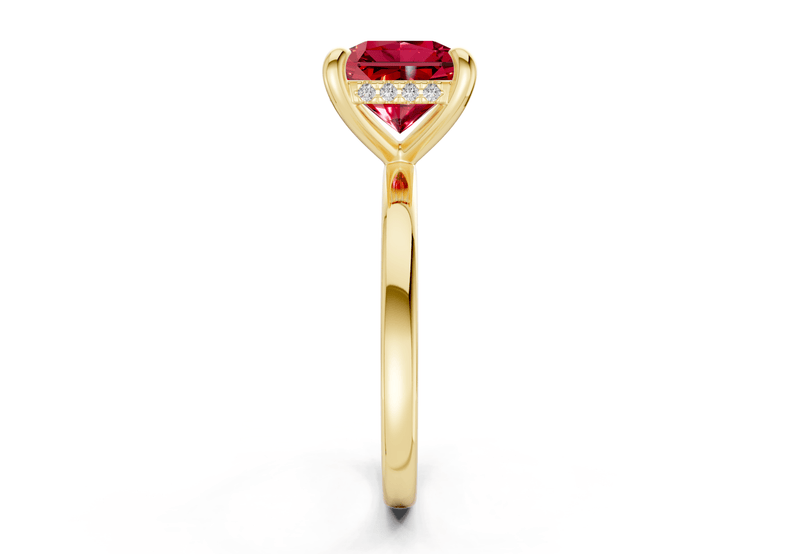 Solstice Ruby Gemstone Solitaire Radiant Squareuare Cut 2mm Engagement Ring - Ring Premier