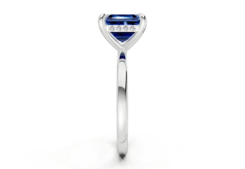 Solstice Sapphire Gemstone Solitaire Asscher Cut 1.8mm Engagement Ring - Ring Premier