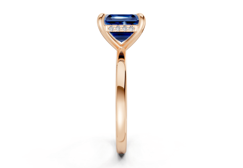 Solstice Sapphire Gemstone Solitaire Asscher Cut 1.8mm Engagement Ring - Ring Premier