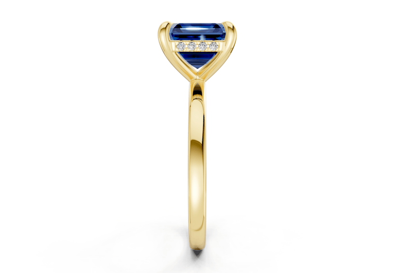 Solstice Sapphire Gemstone Solitaire Asscher Cut 2.3mm Engagement Ring - Ring Premier