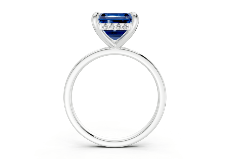 Solstice Sapphire Gemstone Solitaire Asscher Cut 2.3mm Engagement Ring - Ring Premier