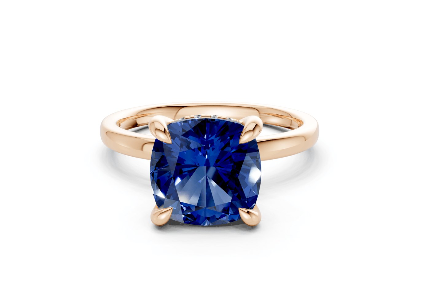 Solstice Sapphire Gemstone Solitaire Cushion Squareuare Cut 1.8mm Engagement Ring
