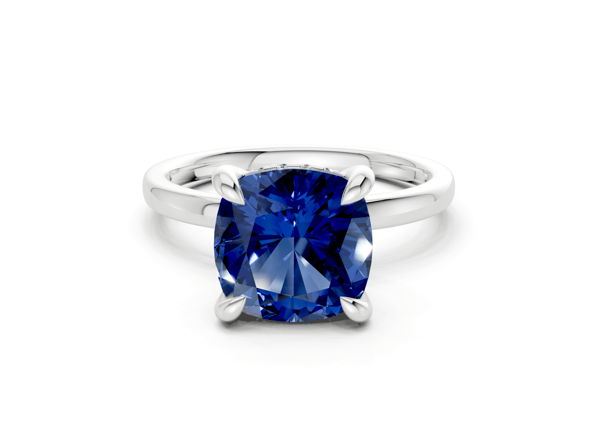 Solstice Sapphire Gemstone Solitaire Cushion Squareuare Cut 2.3mm Engagement Ring