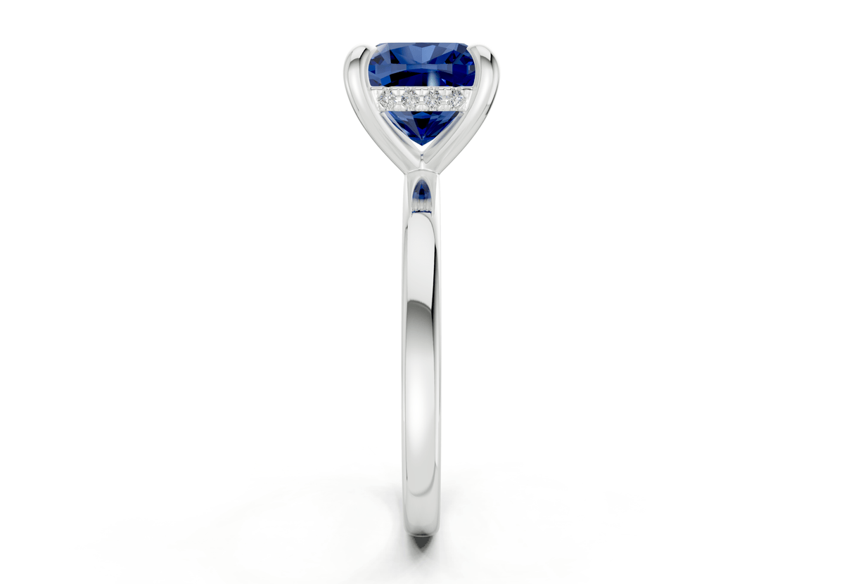 Solstice Sapphire Gemstone Solitaire Cushion Squareuare Cut 2.3mm Engagement Ring