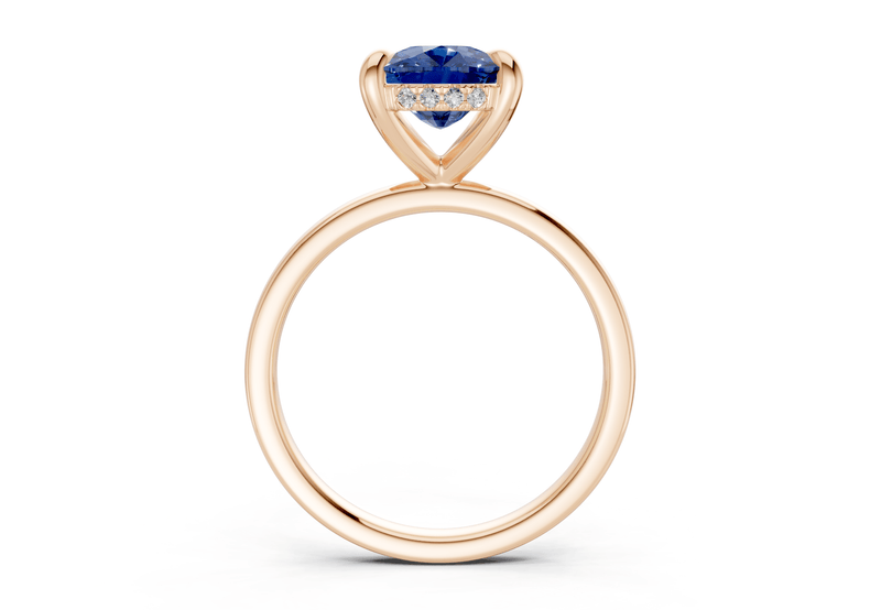 Solstice Sapphire Gemstone Solitaire Elongated Cushion Cut 1.8mm Engagement Ring - Ring Premier