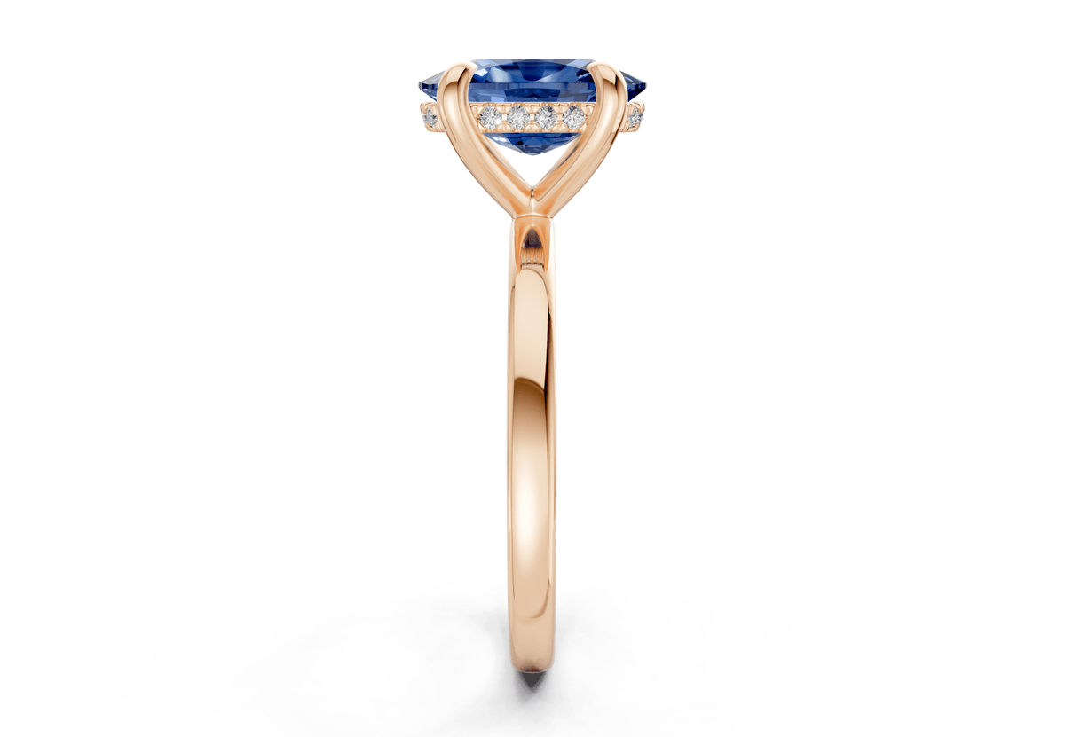 Solstice Sapphire Gemstone Solitaire Elongated Cushion Cut 1.8mm Engagement Ring