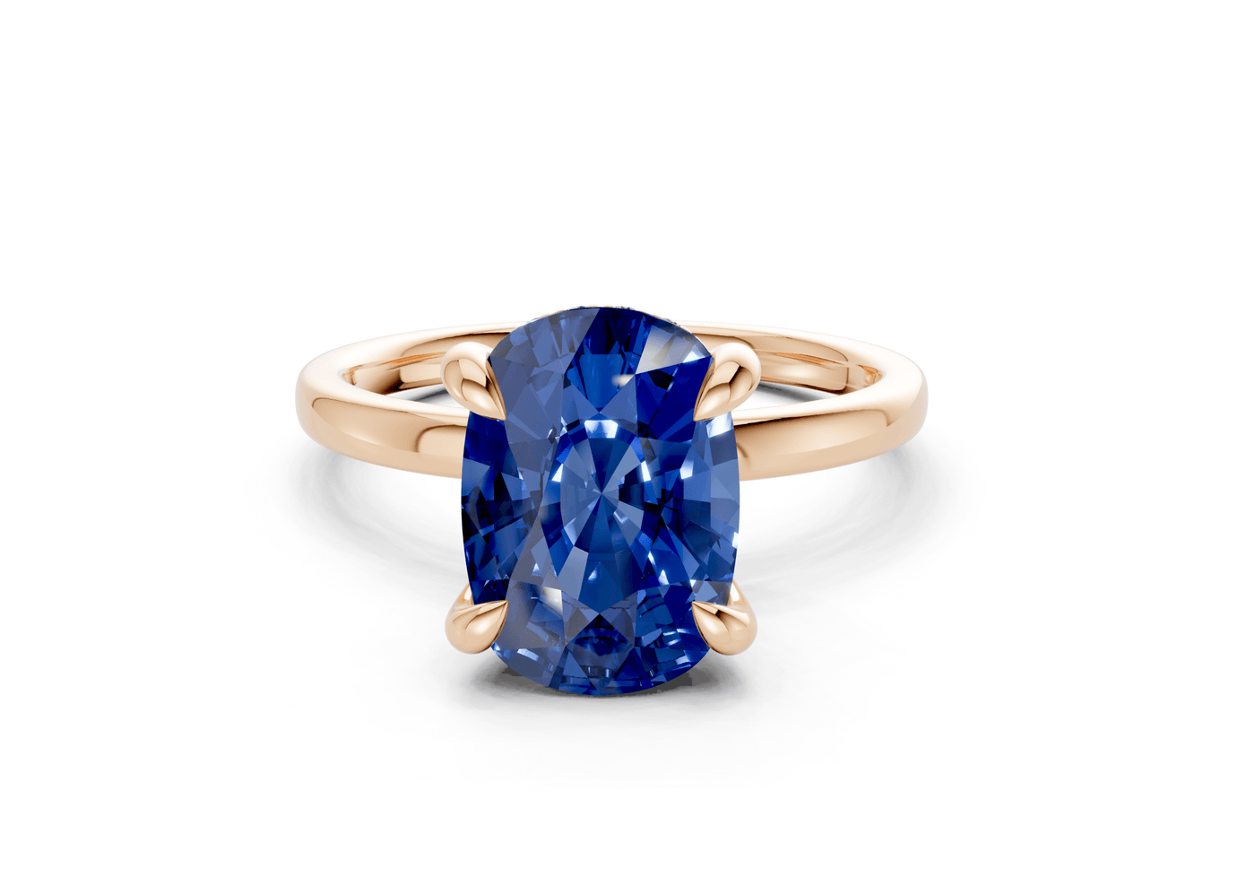 Solstice Sapphire Gemstone Solitaire Elongated Cushion Cut 1.8mm Engagement Ring