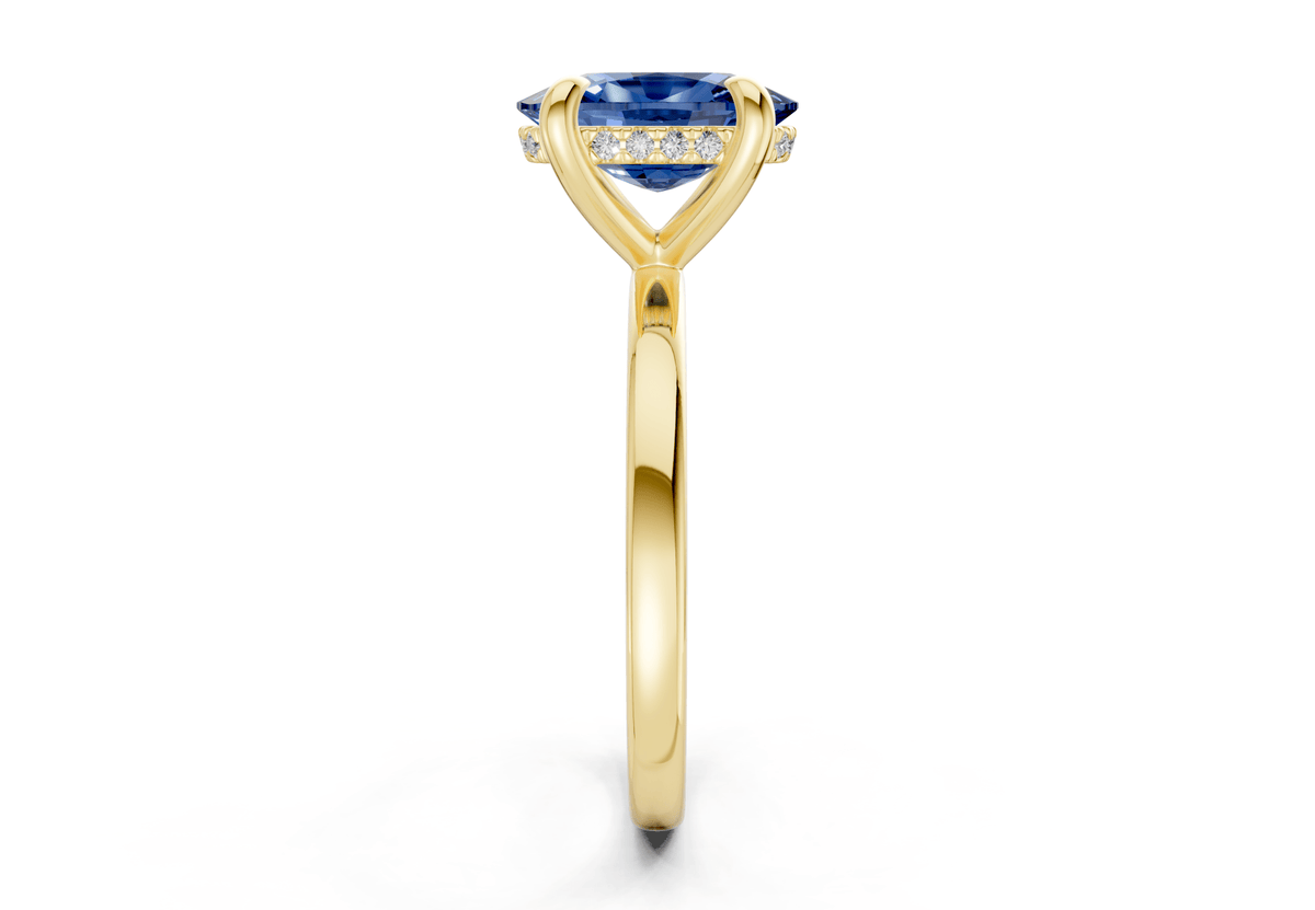 Solstice Sapphire Gemstone Solitaire Elongated Cushion Cut 2.3mm Engagement Ring