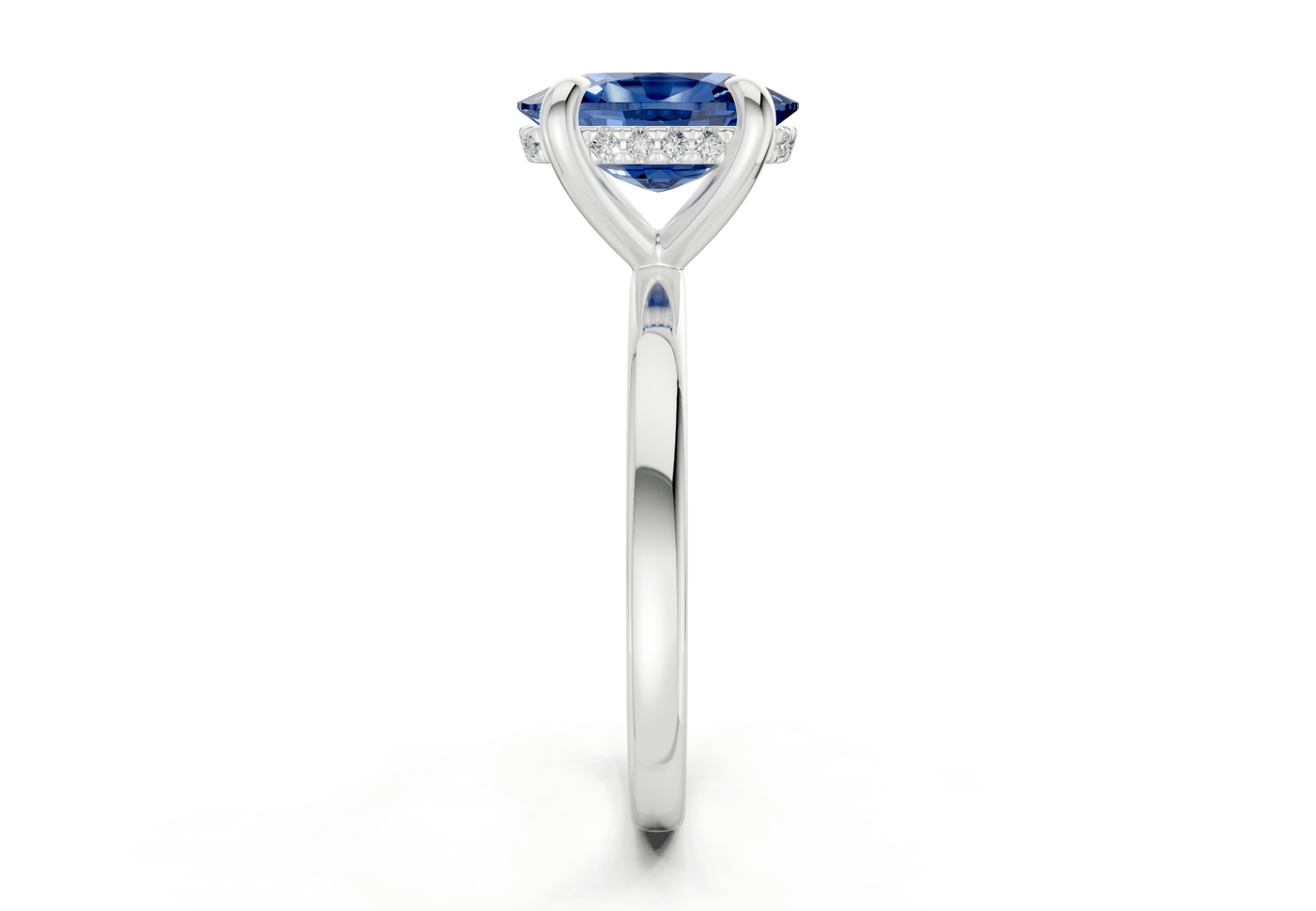 Solstice Sapphire Gemstone Solitaire Elongated Cushion Cut 2.3mm Engagement Ring