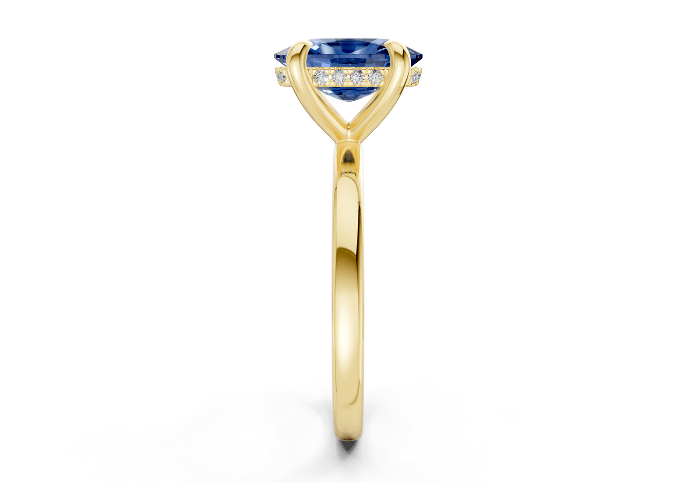 Solstice Sapphire Gemstone Solitaire Elongated Cushion Cut 2mm Engagement Ring