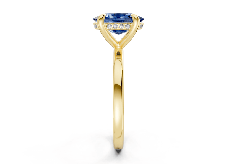 Solstice Sapphire Gemstone Solitaire Elongated Cushion Cut 2mm Engagement Ring - Ring Premier