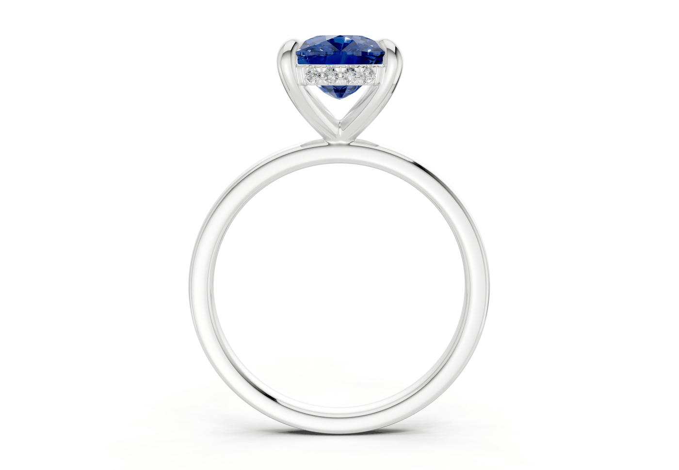 Solstice Sapphire Gemstone Solitaire Elongated Cushion Cut 2mm Engagement Ring