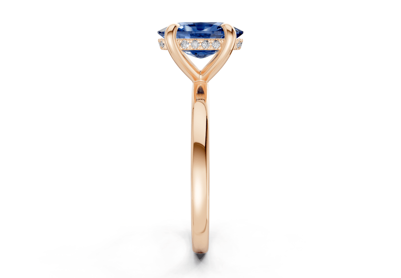 Solstice Sapphire Gemstone Solitaire Elongated Cushion Cut 2mm Engagement Ring - Ring Premier