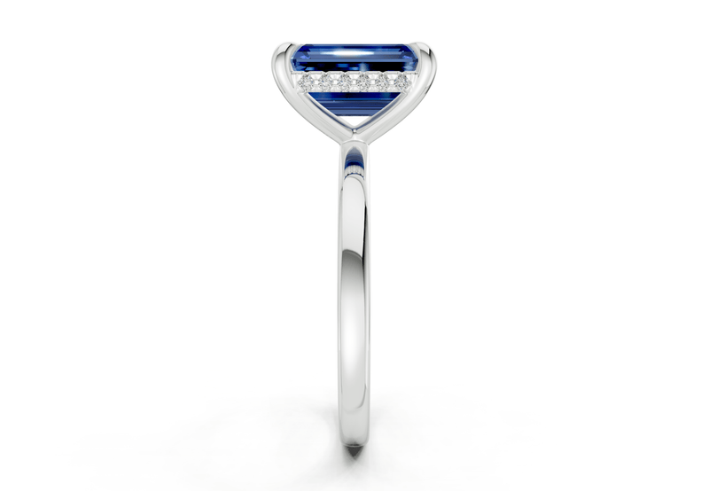 Solstice Sapphire Gemstone Solitaire Emerald Cut 2.3mm Engagement Ring - Ring Premier
