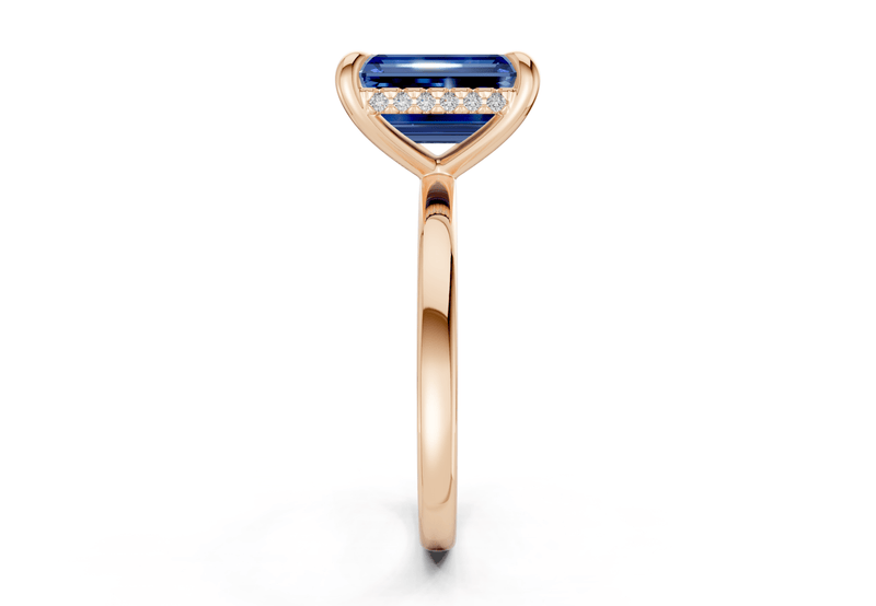 Solstice Sapphire Gemstone Solitaire Emerald Cut 2.3mm Engagement Ring - Ring Premier