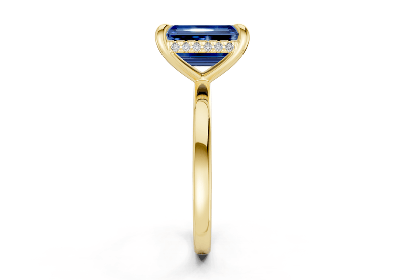 Solstice Sapphire Gemstone Solitaire Emerald Cut 2mm Engagement Ring - Ring Premier