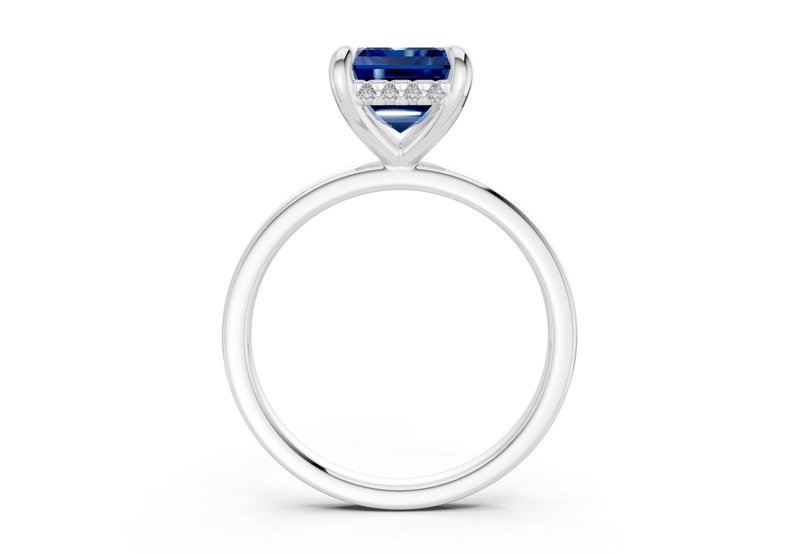 Solstice Sapphire Gemstone Solitaire Emerald Cut 2mm Engagement Ring - Ring Premier