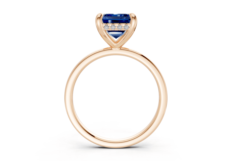 Solstice Sapphire Gemstone Solitaire Emerald Cut 2mm Engagement Ring - Ring Premier