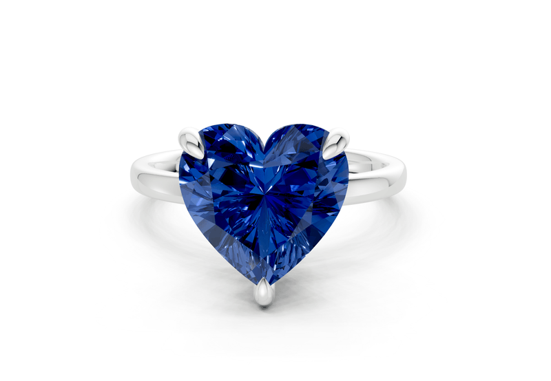 Solstice Sapphire Gemstone Solitaire Heart Cut 2mm Engagement Ring - Ring Premier