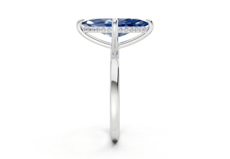 Solstice Sapphire Gemstone Solitaire Marquise Cut 1.8mm Engagement Ring - Ring Premier