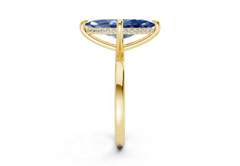 Solstice Sapphire Gemstone Solitaire Marquise Cut 1.8mm Engagement Ring - Ring Premier