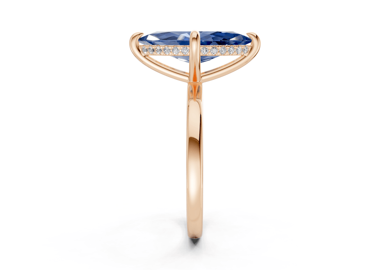 Solstice Sapphire Gemstone Solitaire Marquise Cut 2mm Engagement Ring - Ring Premier