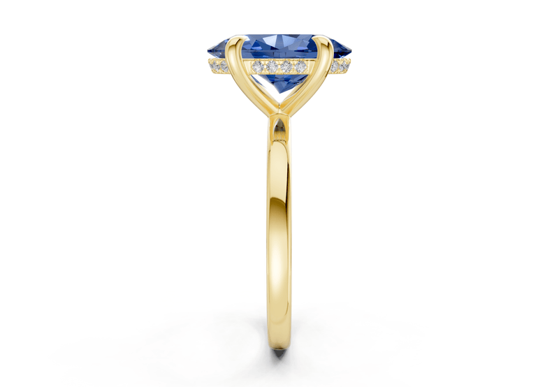 Solstice Sapphire Gemstone Solitaire Oval Cut 1.8mm Engagement Ring - Ring Premier