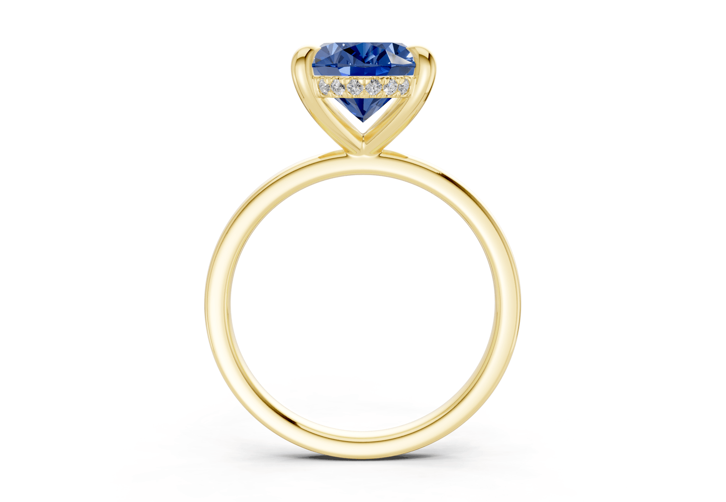 Solstice Sapphire Gemstone Solitaire Oval Cut 2.3mm Engagement Ring - Ring Premier