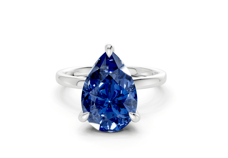 Solstice Sapphire Gemstone Solitaire Pear Cut 1.8mm Engagement Ring - Ring Premier