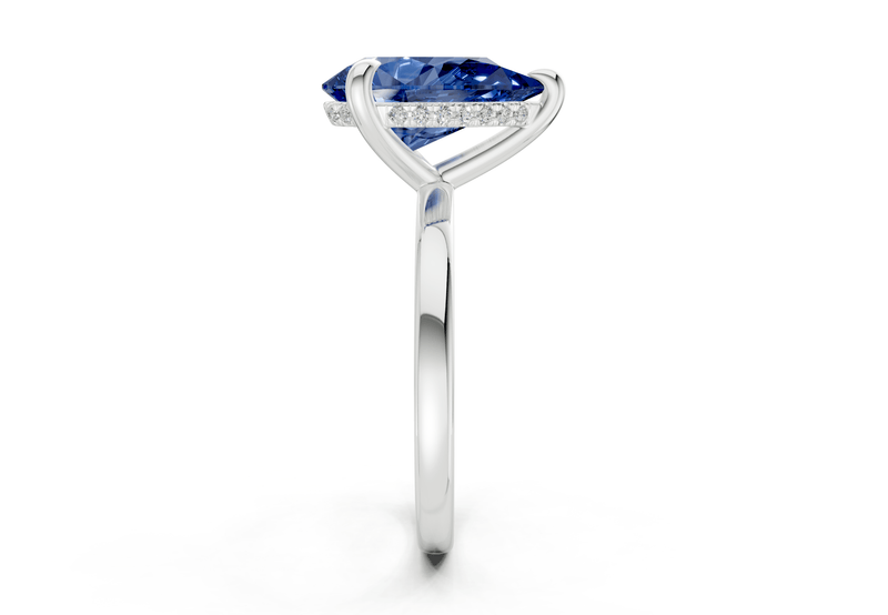 Solstice Sapphire Gemstone Solitaire Pear Cut 1.8mm Engagement Ring - Ring Premier