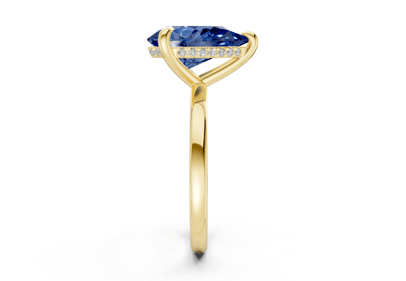 Solstice Sapphire Gemstone Solitaire Pear Cut 2mm Engagement Ring - Ring Premier