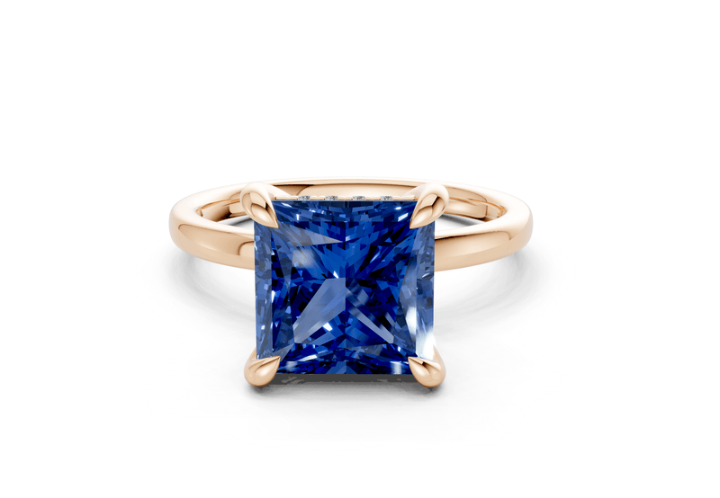 Solstice Sapphire Gemstone Solitaire Princess Cut 1.8mm Engagement Ring - Ring Premier
