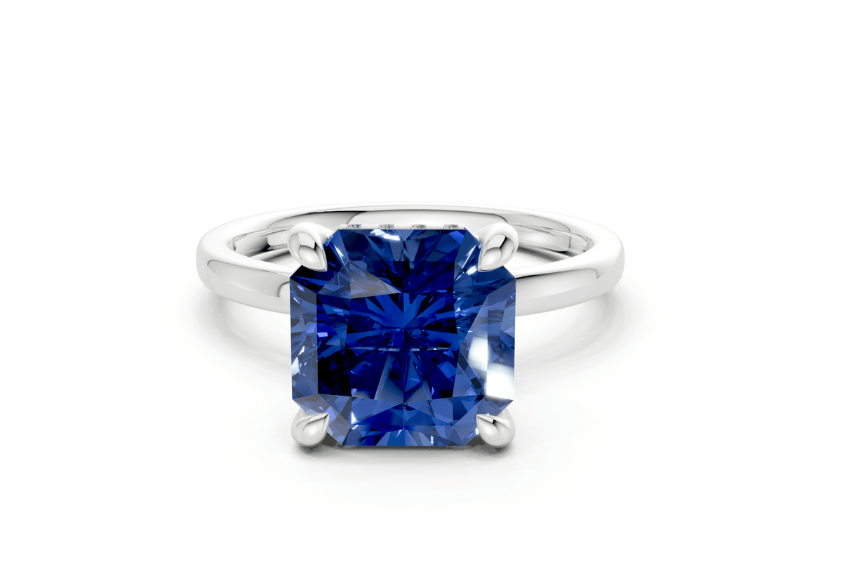 Solstice Sapphire Gemstone Solitaire Radiant Squareuare Cut 1.8mm Engagement Ring