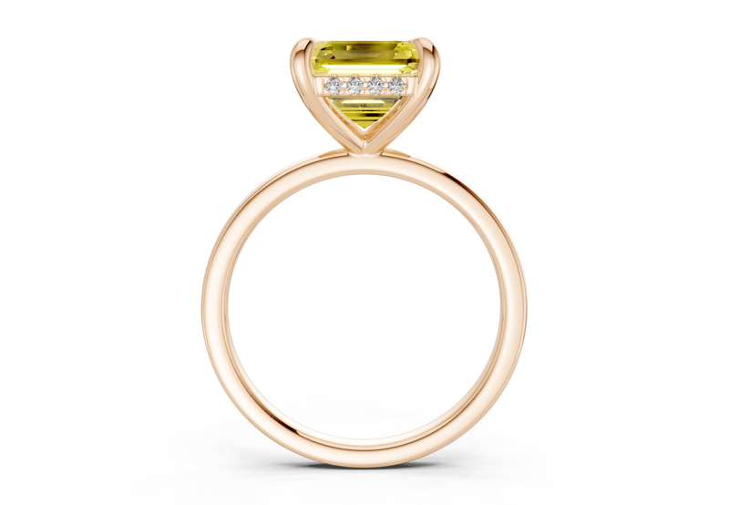 Solstice Yellow Diamond Solitaire Asscher Cut 1.8mm Engagement Ring - Ring Premier