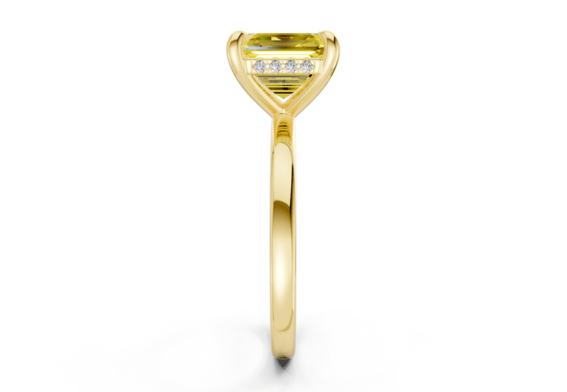 Solstice Yellow Diamond Solitaire Asscher Cut 2.3mm Engagement Ring - Ring Premier