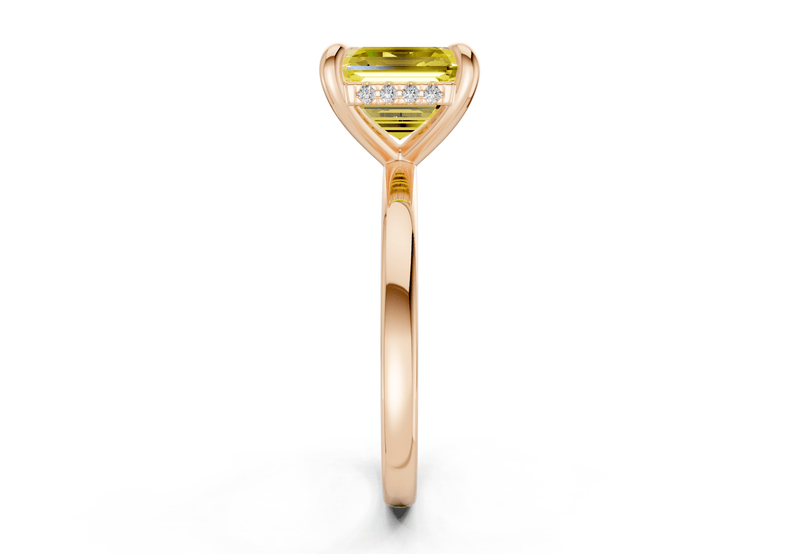 Solstice Yellow Diamond Solitaire Asscher Cut 2.3mm Engagement Ring - Ring Premier