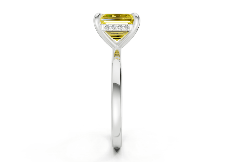 Solstice Yellow Diamond Solitaire Asscher Cut 2.3mm Engagement Ring - Ring Premier
