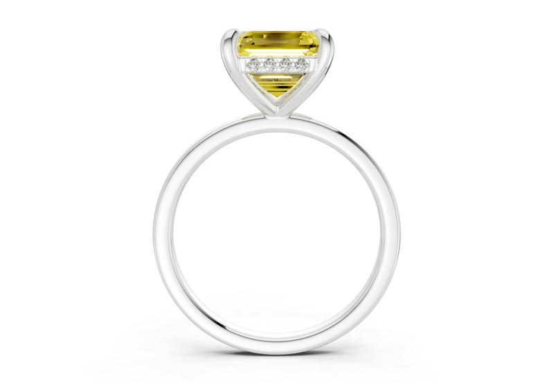 Solstice Yellow Diamond Solitaire Asscher Cut 2mm Engagement Ring - Ring Premier