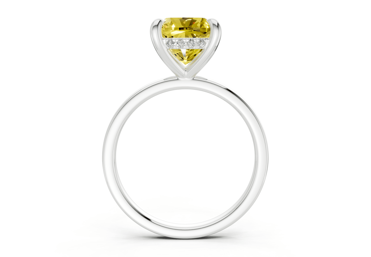 Solstice Yellow Diamond Solitaire Cushion Squareuare Cut 1.8mm Engagement Ring