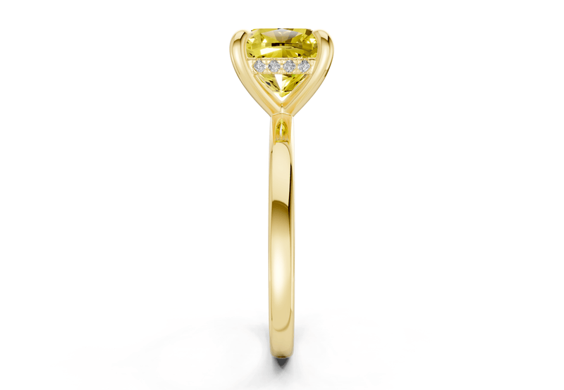 Solstice Yellow Diamond Solitaire Cushion Squareuare Cut 1.8mm Engagement Ring - Ring Premier