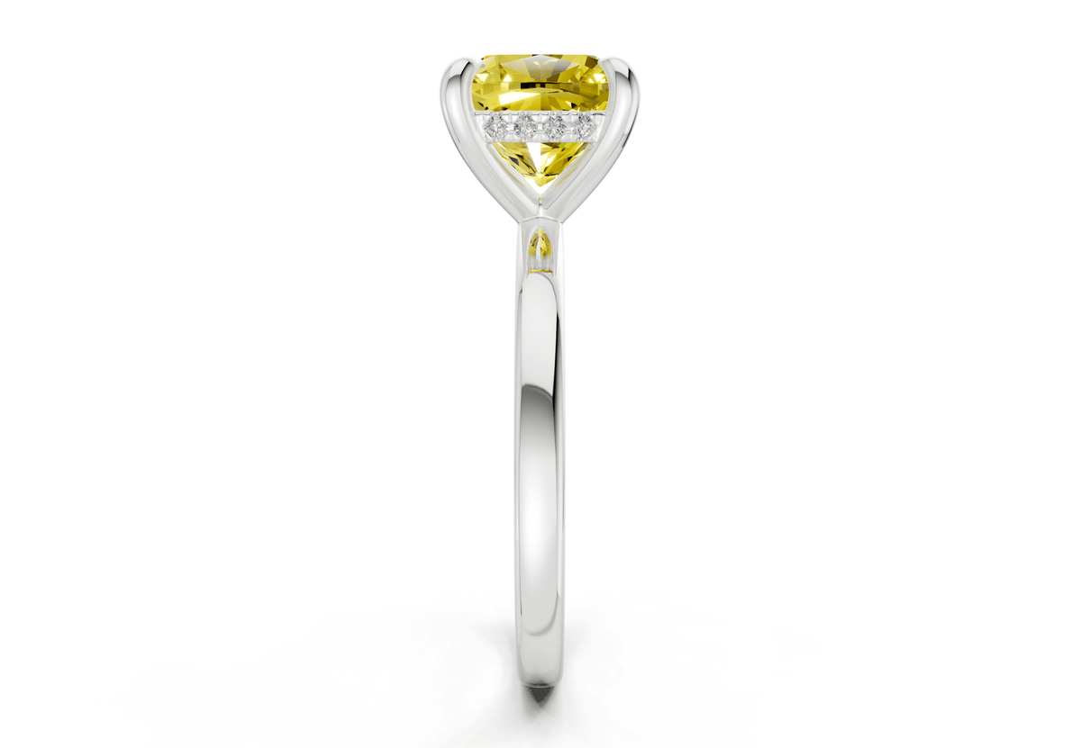 Solstice Yellow Diamond Solitaire Cushion Squareuare Cut 1.8mm Engagement Ring
