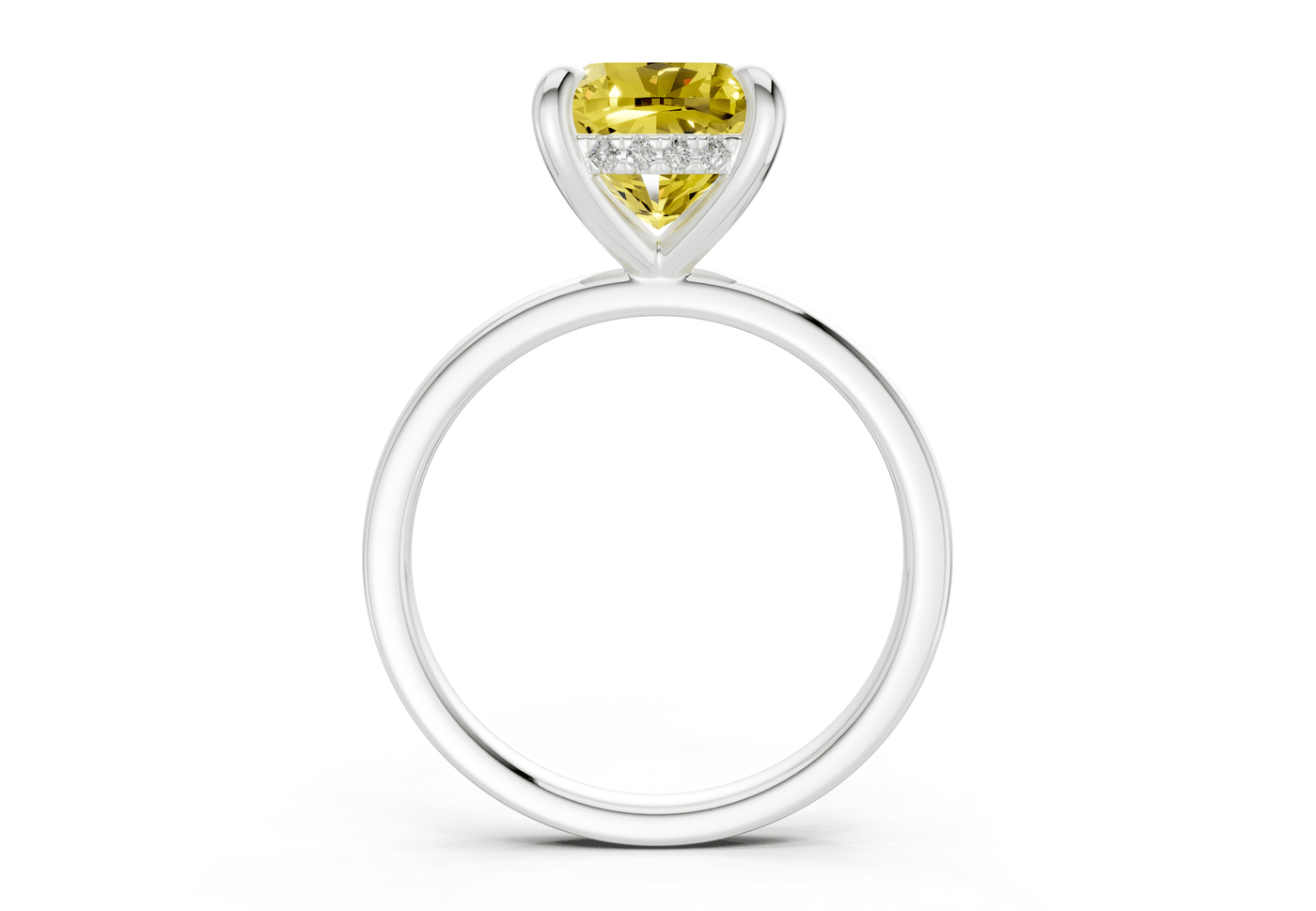 Solstice Yellow Diamond Solitaire Cushion Squareuare Cut 2mm Engagement Ring