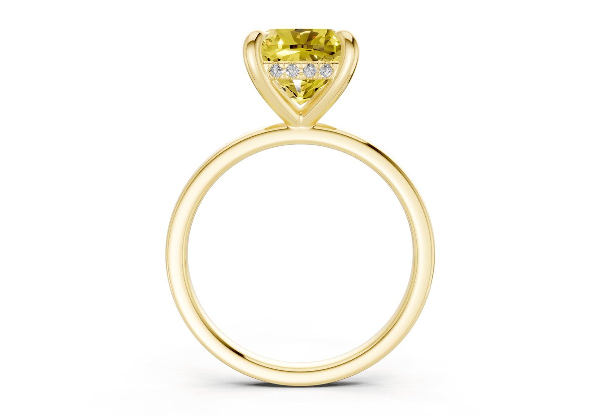 Solstice Yellow Diamond Solitaire Cushion Squareuare Cut 2mm Engagement Ring