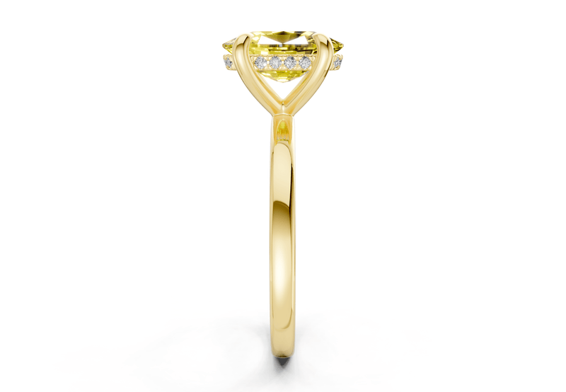 Solstice Yellow Diamond Solitaire Elongated Cushion Cut 1.8mm Engagement Ring - Ring Premier
