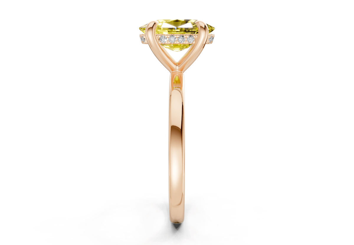 Solstice Yellow Diamond Solitaire Elongated Cushion Cut 2.3mm Engagement Ring