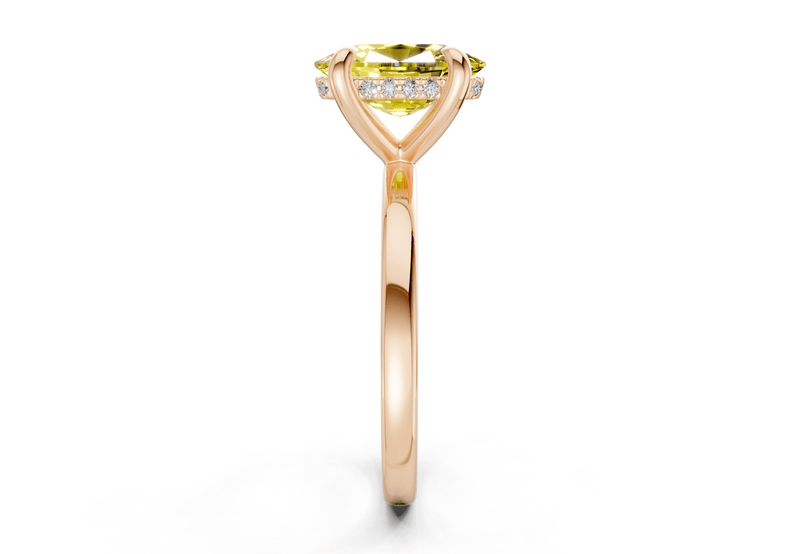 Solstice Yellow Diamond Solitaire Elongated Cushion Cut 2.3mm Engagement Ring - Ring Premier