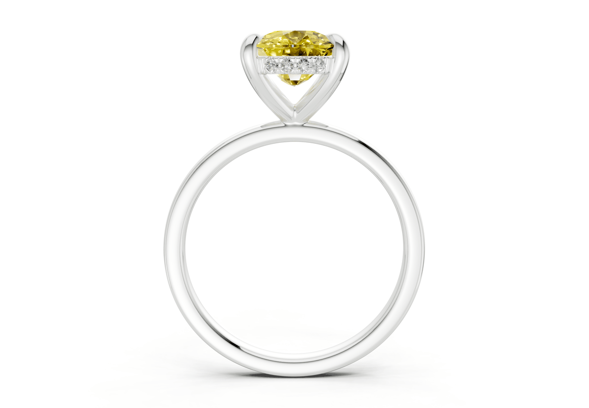 Solstice Yellow Diamond Solitaire Elongated Cushion Cut 2.3mm Engagement Ring