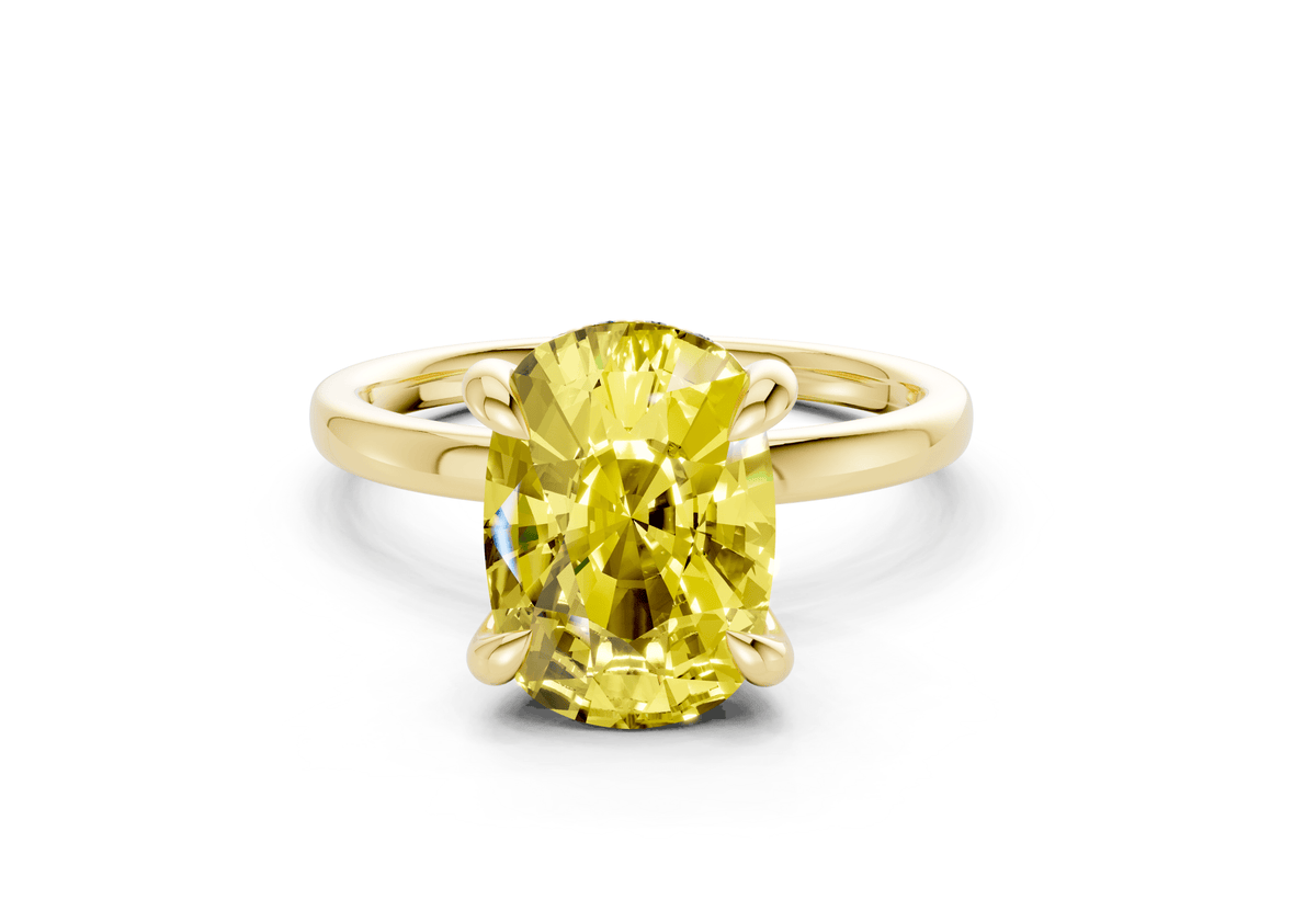 Solstice Yellow Diamond Solitaire Elongated Cushion Cut 2.3mm Engagement Ring