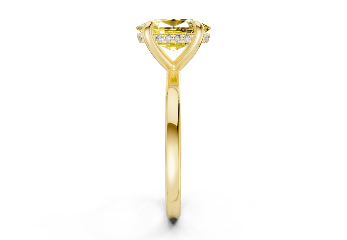 Solstice Yellow Diamond Solitaire Elongated Cushion Cut 2.3mm Engagement Ring